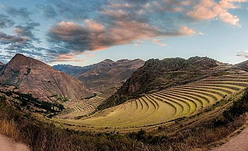 Moray, Cusco: terrazas circulares incas del Valle Sagrado, panorama